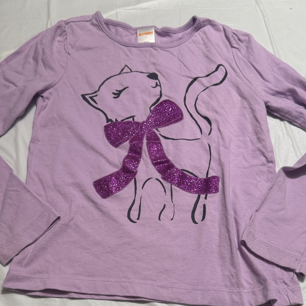 Gymboree Purple Cat Long Sleeve Tee size 7